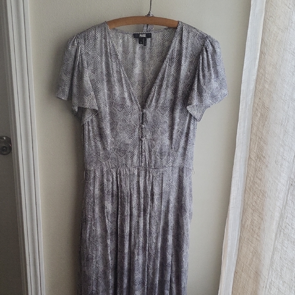 PAIGE Black and White Patterned Midi Dress